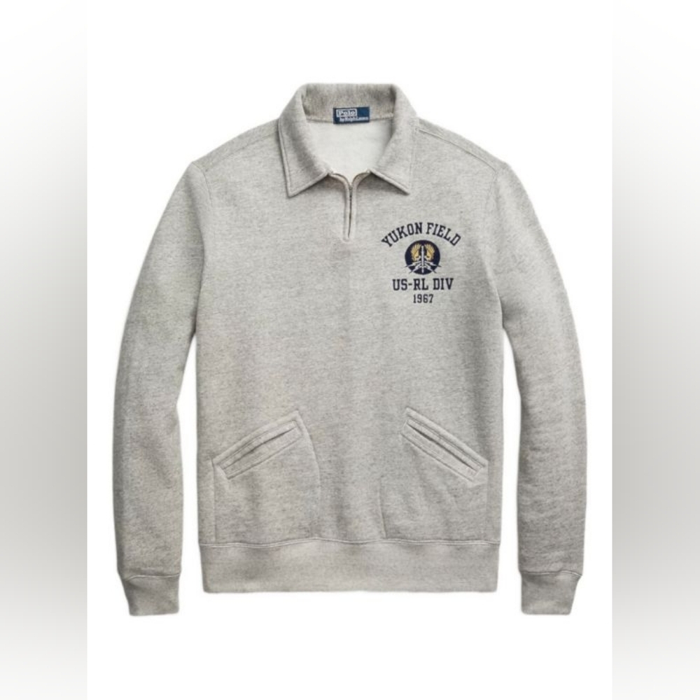 Polo Ralph Lauren Mens Gray Yukon Field US RL Div 1967 1/4 Sweatshirt  NEW